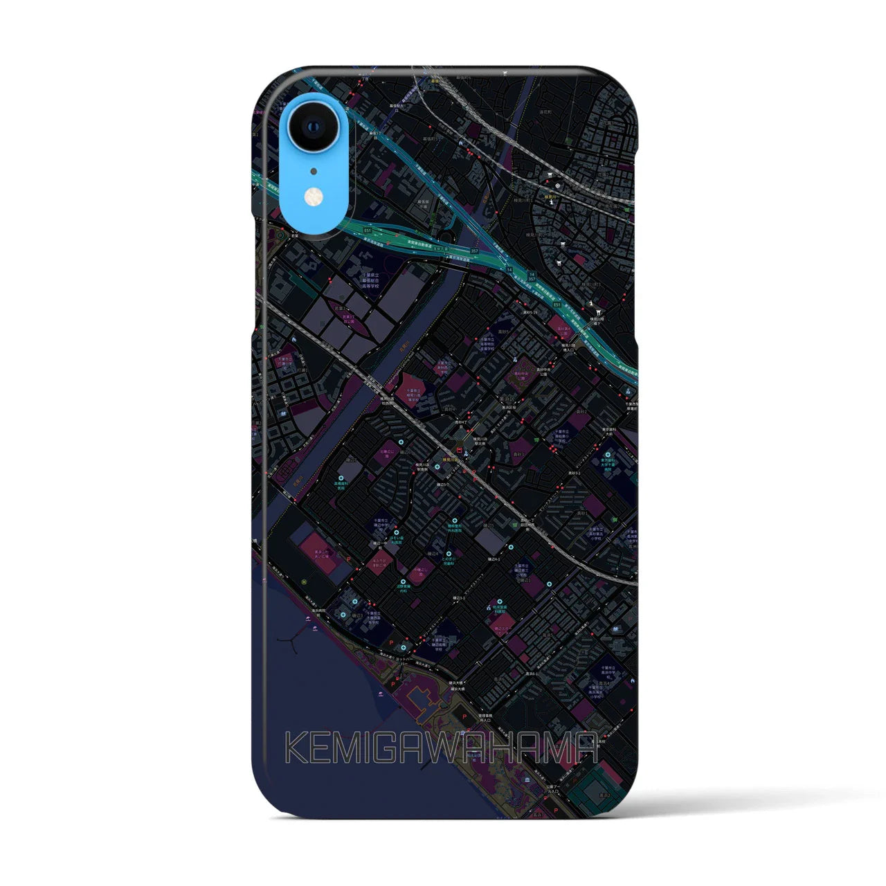【検見川浜(千葉県)】地図柄iPhoneケース(バックカバータイプ)