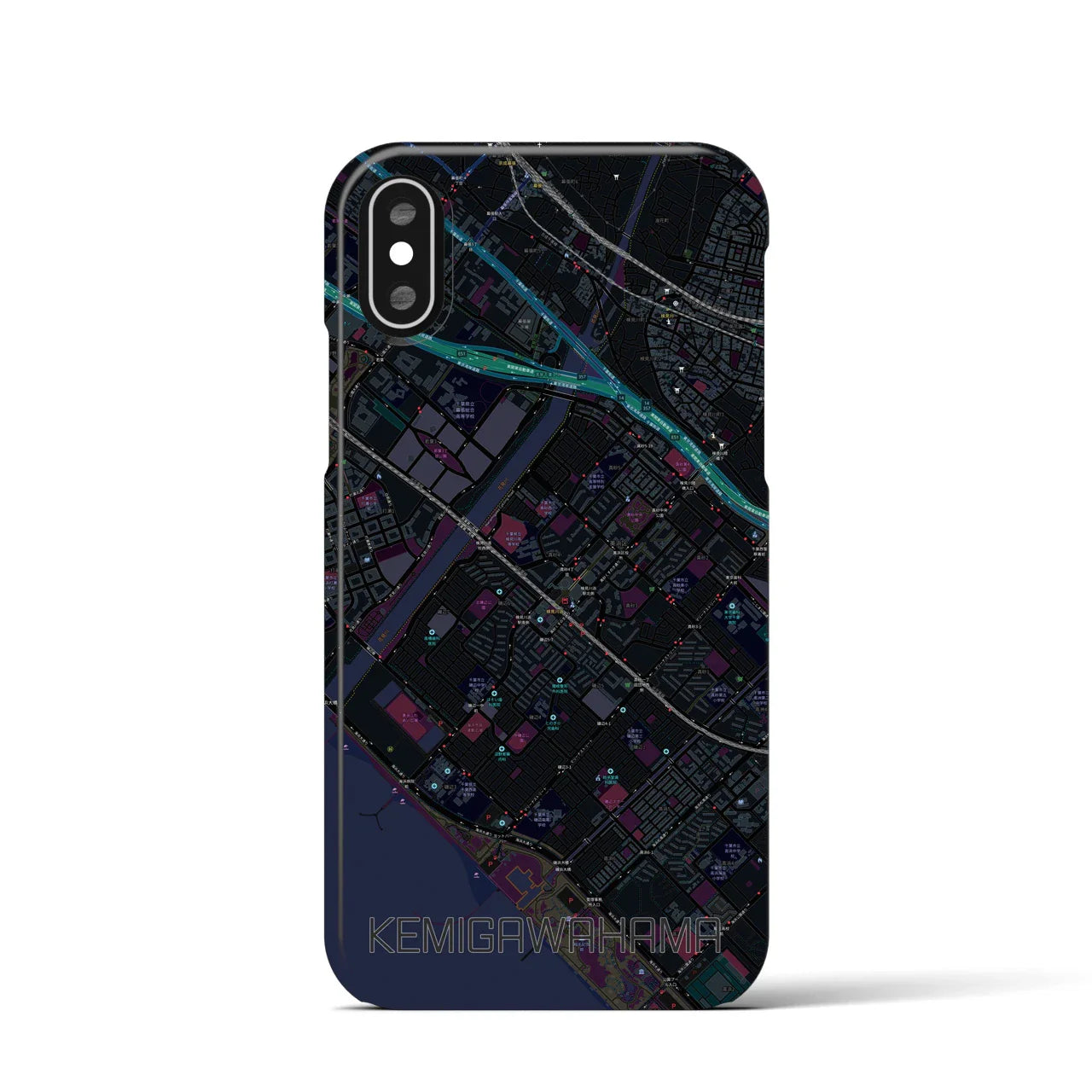 【検見川浜(千葉県)】地図柄iPhoneケース(バックカバータイプ)