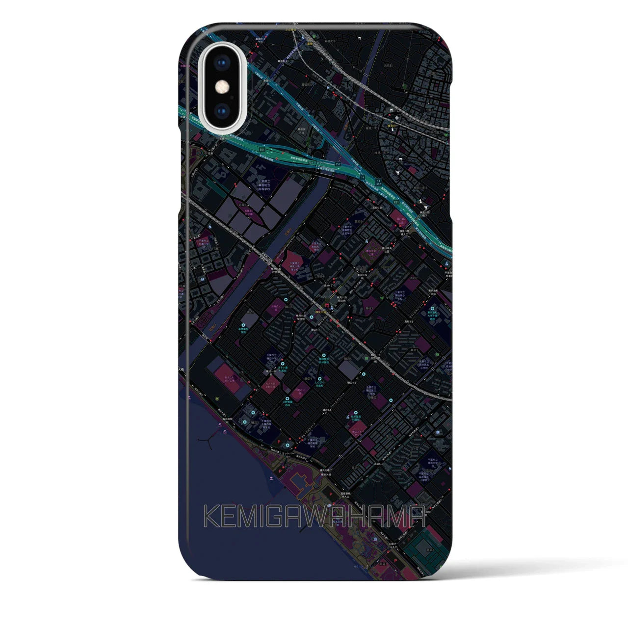 【検見川浜(千葉県)】地図柄iPhoneケース(バックカバータイプ)
