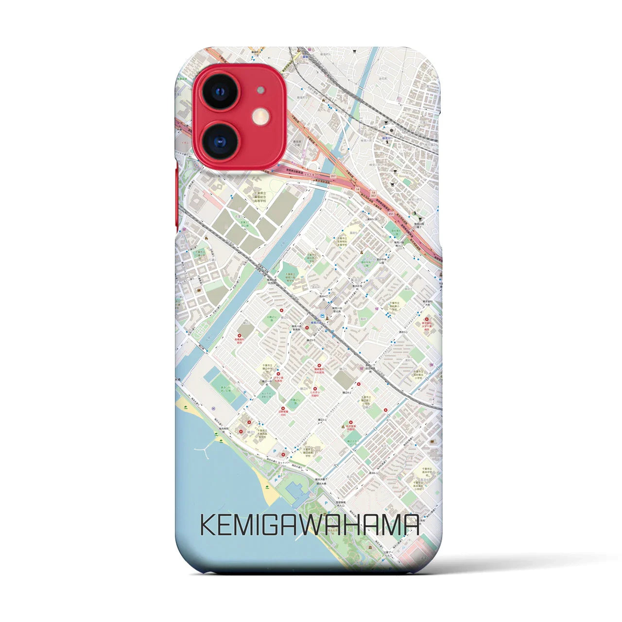 【検見川浜(千葉県)】地図柄iPhoneケース(バックカバータイプ)