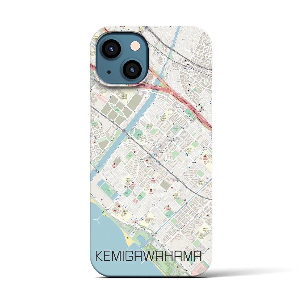 【検見川浜(千葉県)】地図柄iPhoneケース(バックカバータイプ)