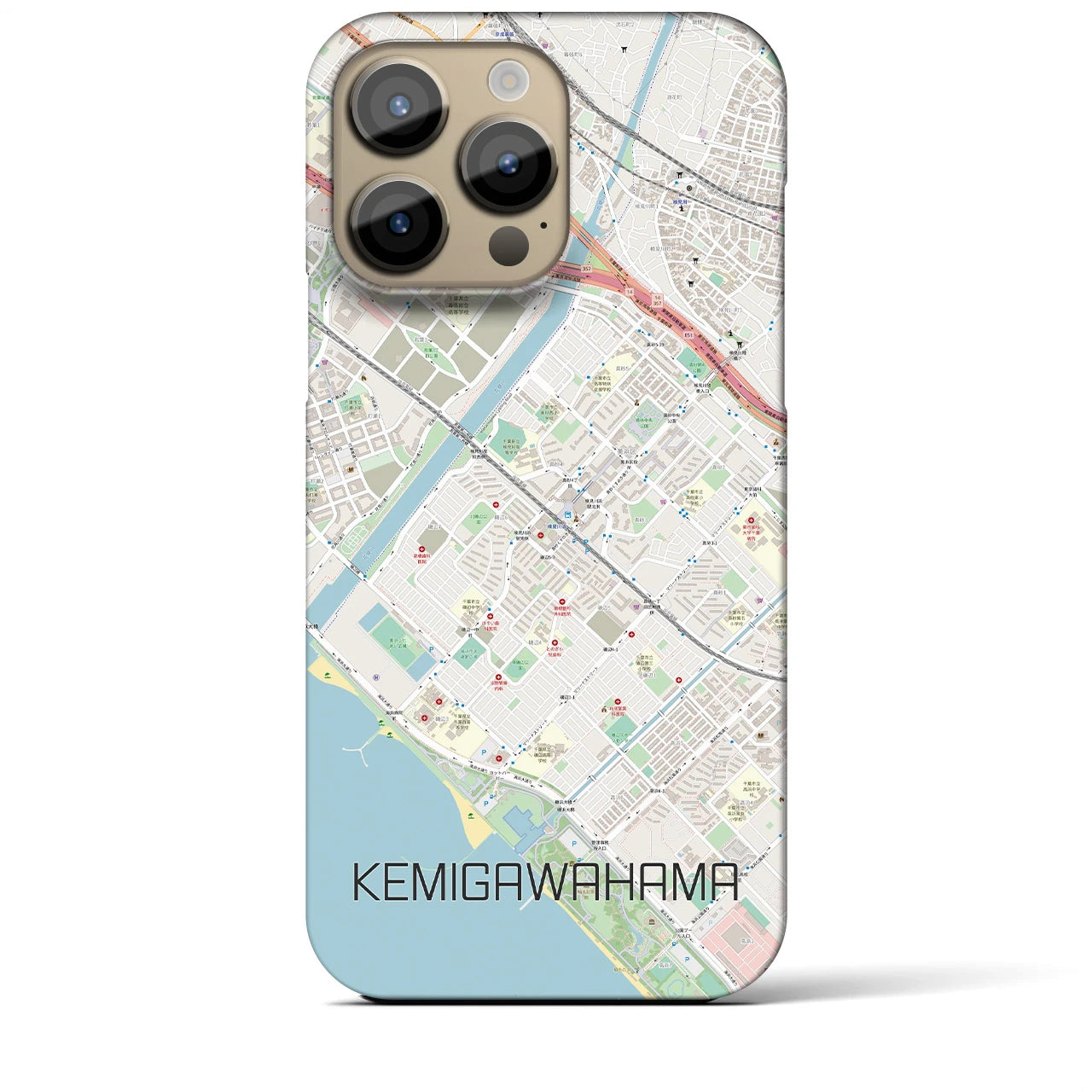 【検見川浜(千葉県)】地図柄iPhoneケース(バックカバータイプ)