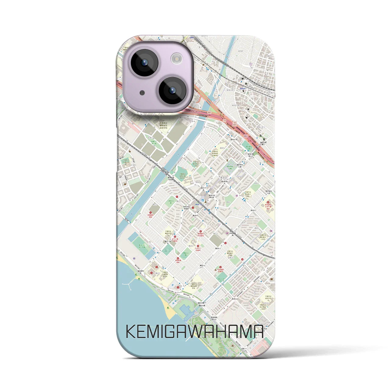 【検見川浜(千葉県)】地図柄iPhoneケース(バックカバータイプ)