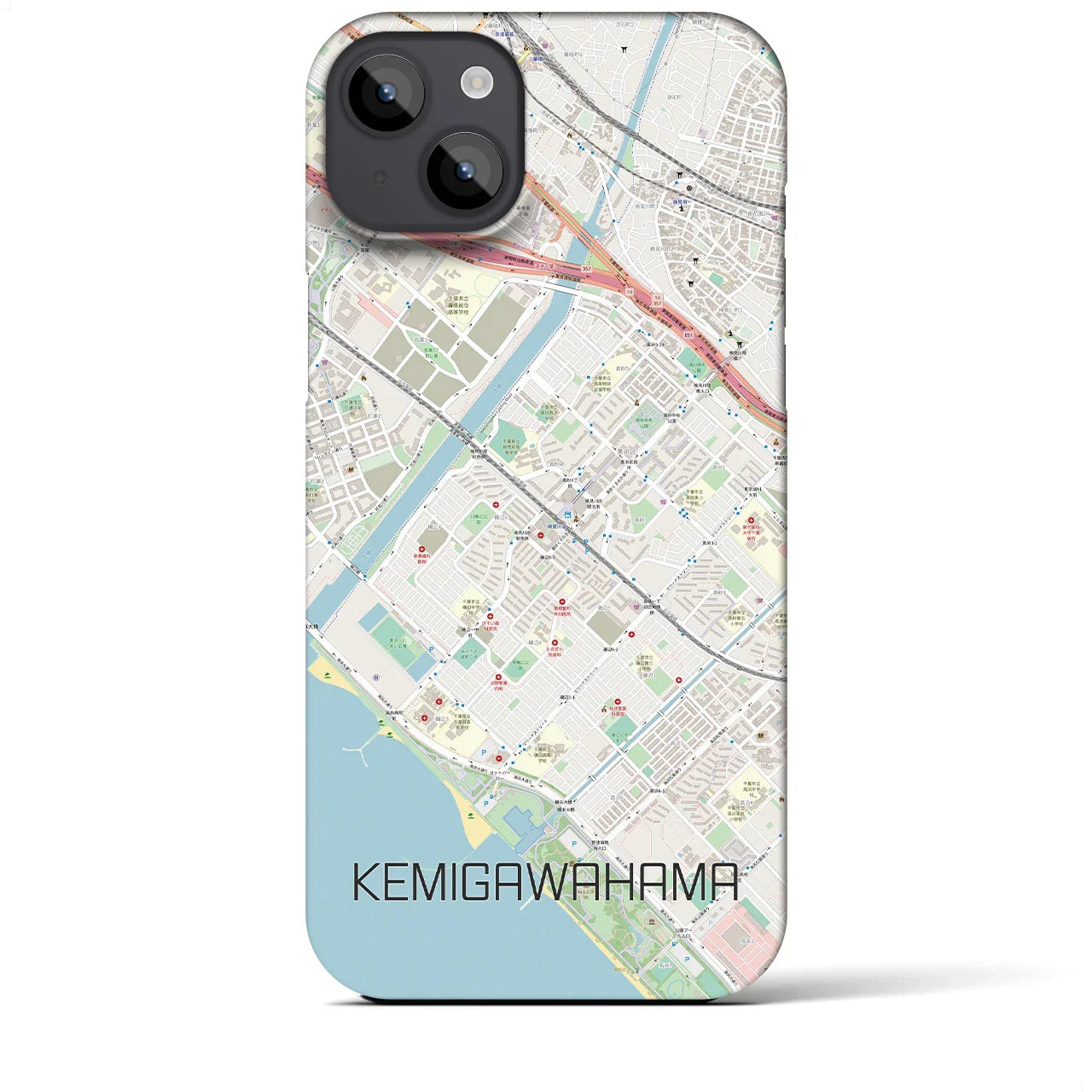 【検見川浜(千葉県)】地図柄iPhoneケース(バックカバータイプ)
