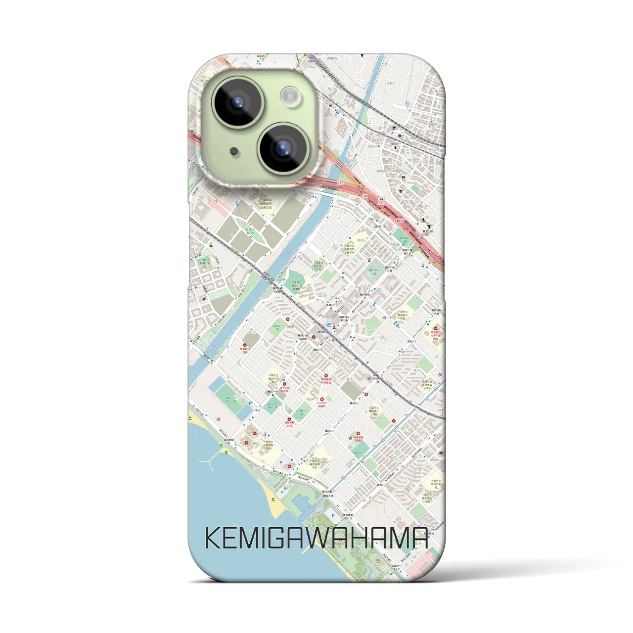 【検見川浜(千葉県)】地図柄iPhoneケース(バックカバータイプ)