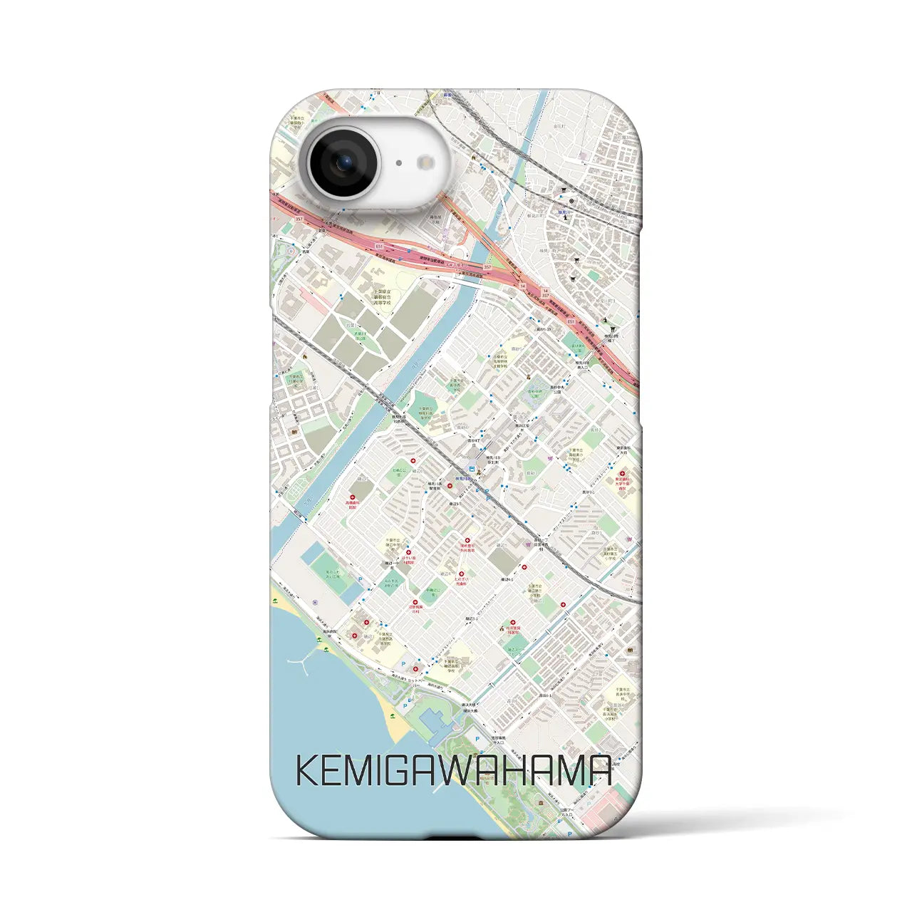 【検見川浜(千葉県)】地図柄iPhoneケース(バックカバータイプ)