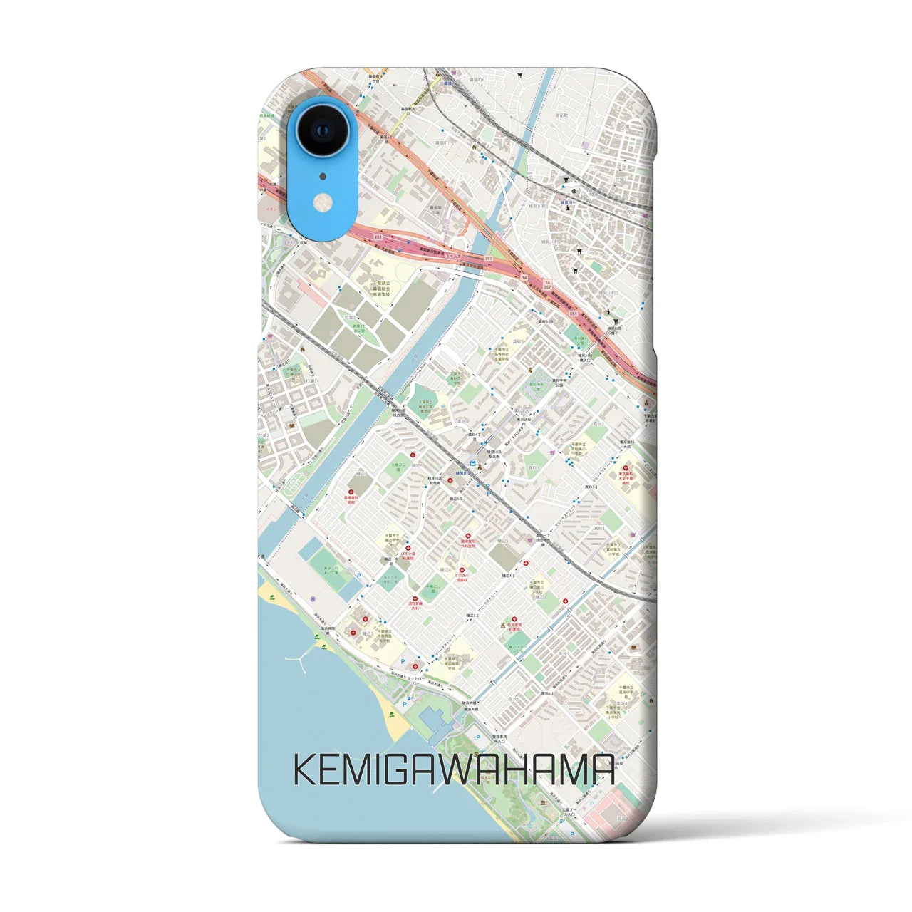 【検見川浜(千葉県)】地図柄iPhoneケース(バックカバータイプ)