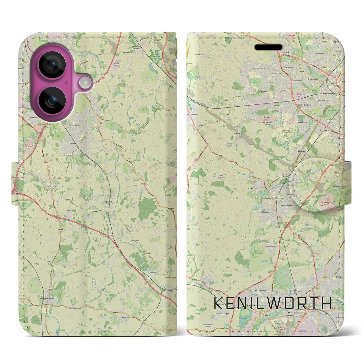 【ケニルワース(イギリス)】地図柄iPhoneケース(手帳タイプ)ナチュラル・iPhone 16 Pro 用