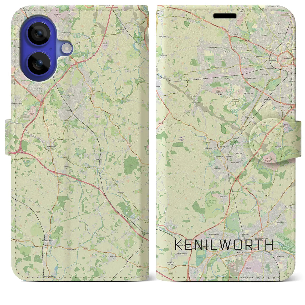 【ケニルワース(イギリス)】地図柄iPhoneケース(手帳タイプ)ナチュラル・iPhone 16 Pro Max 用