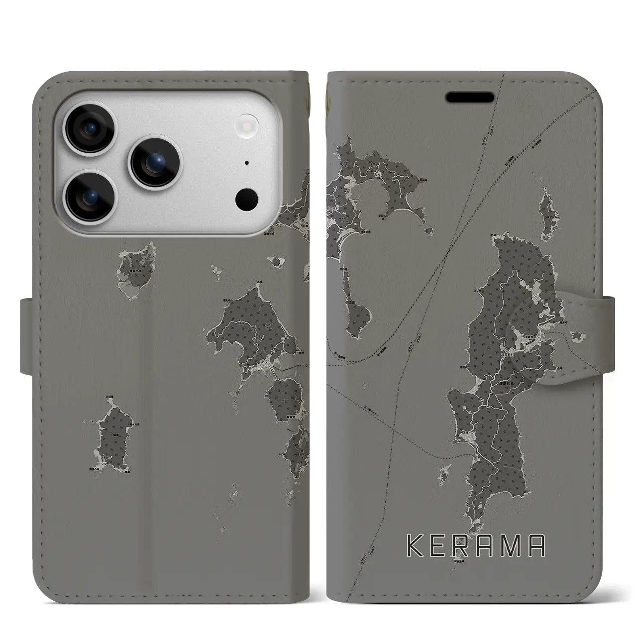 【慶良間(沖縄県)】地図柄iPhoneケース(手帳タイプ)