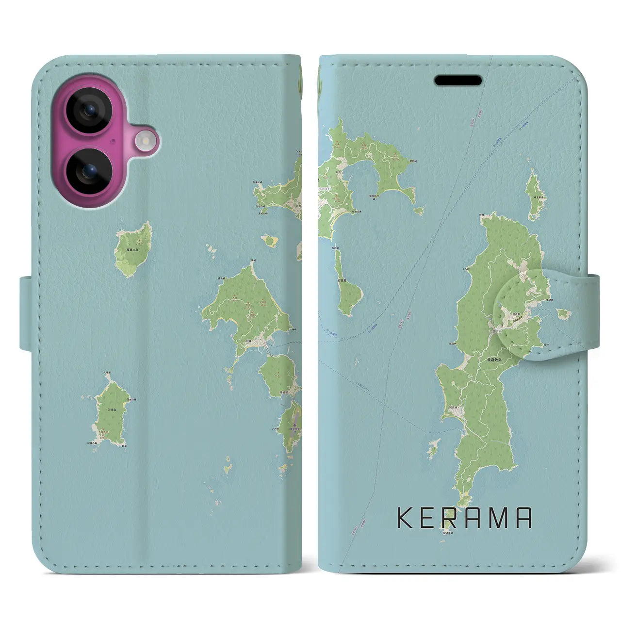 【慶良間(沖縄県)】地図柄iPhoneケース(手帳タイプ)ナチュラル・iPhone 16 Pro 用
