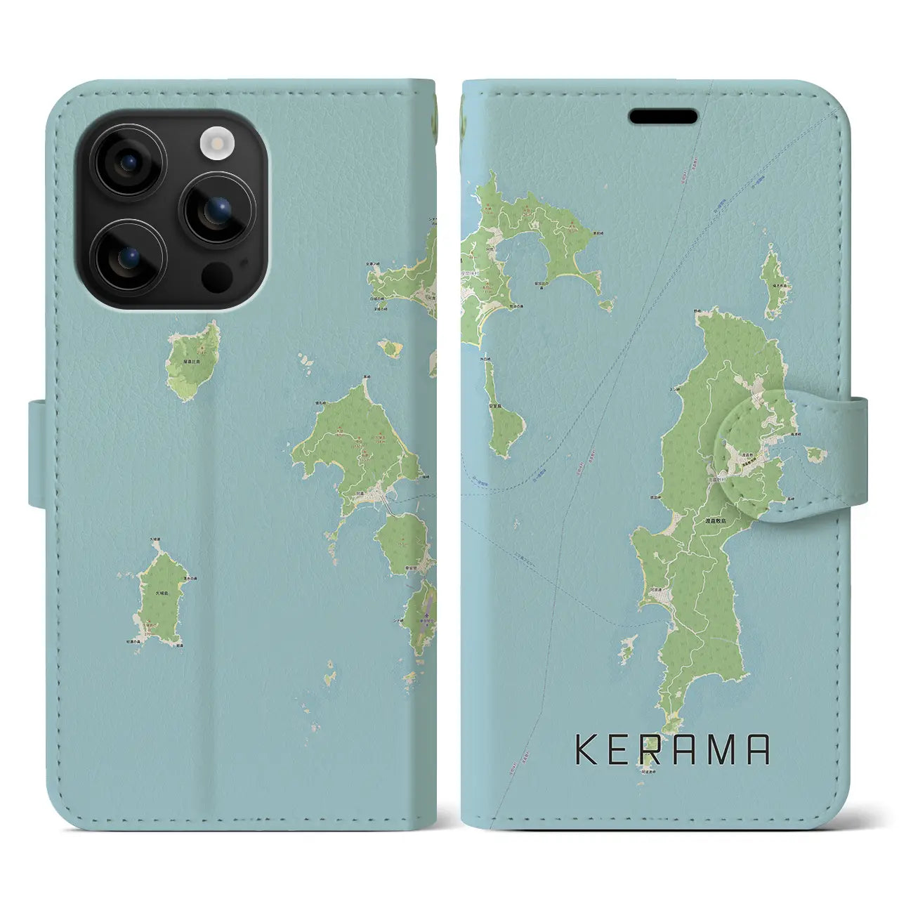 【慶良間(沖縄県)】地図柄iPhoneケース(手帳タイプ)ナチュラル・iPhone 16 用