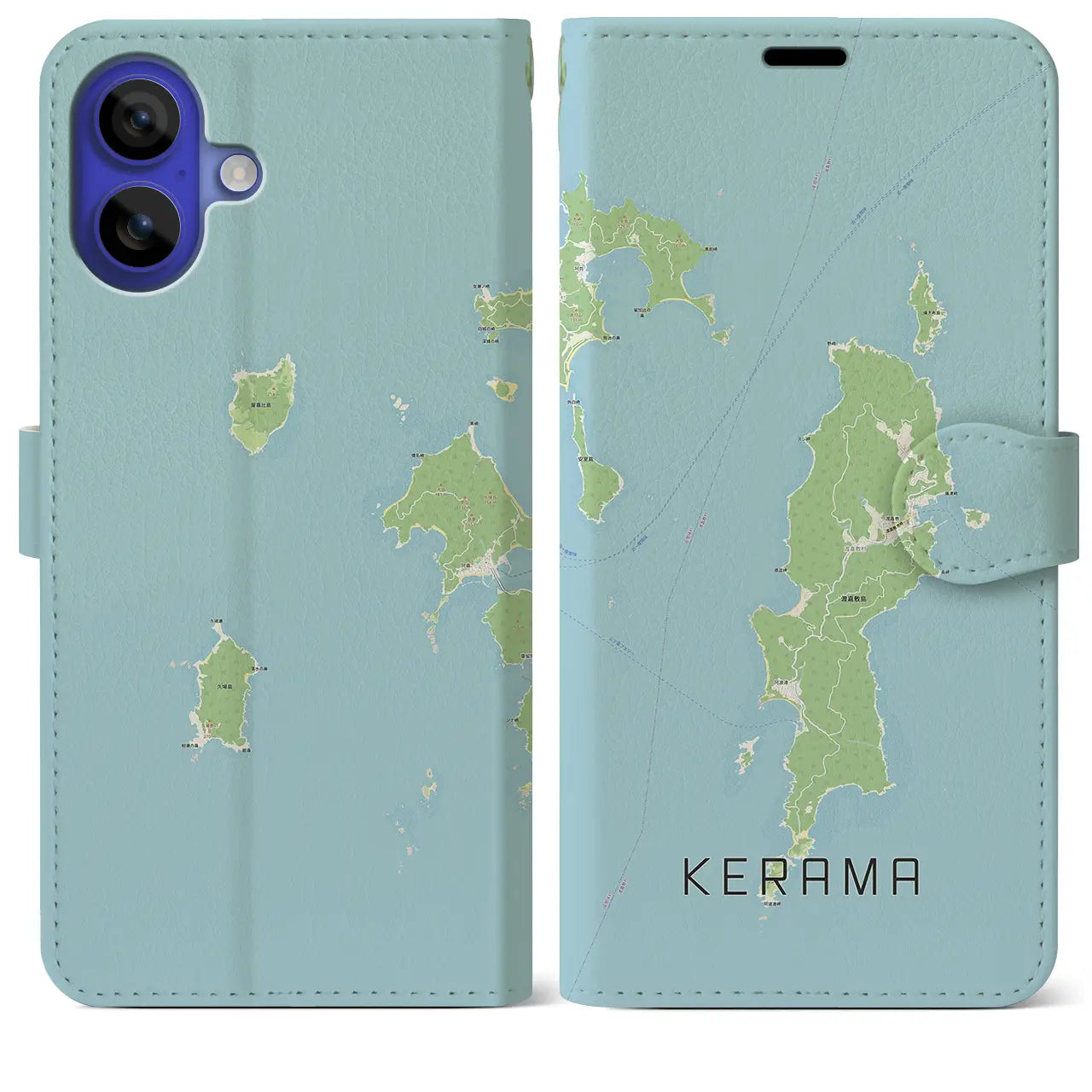 【慶良間(沖縄県)】地図柄iPhoneケース(手帳タイプ)ナチュラル・iPhone 16 Pro Max 用