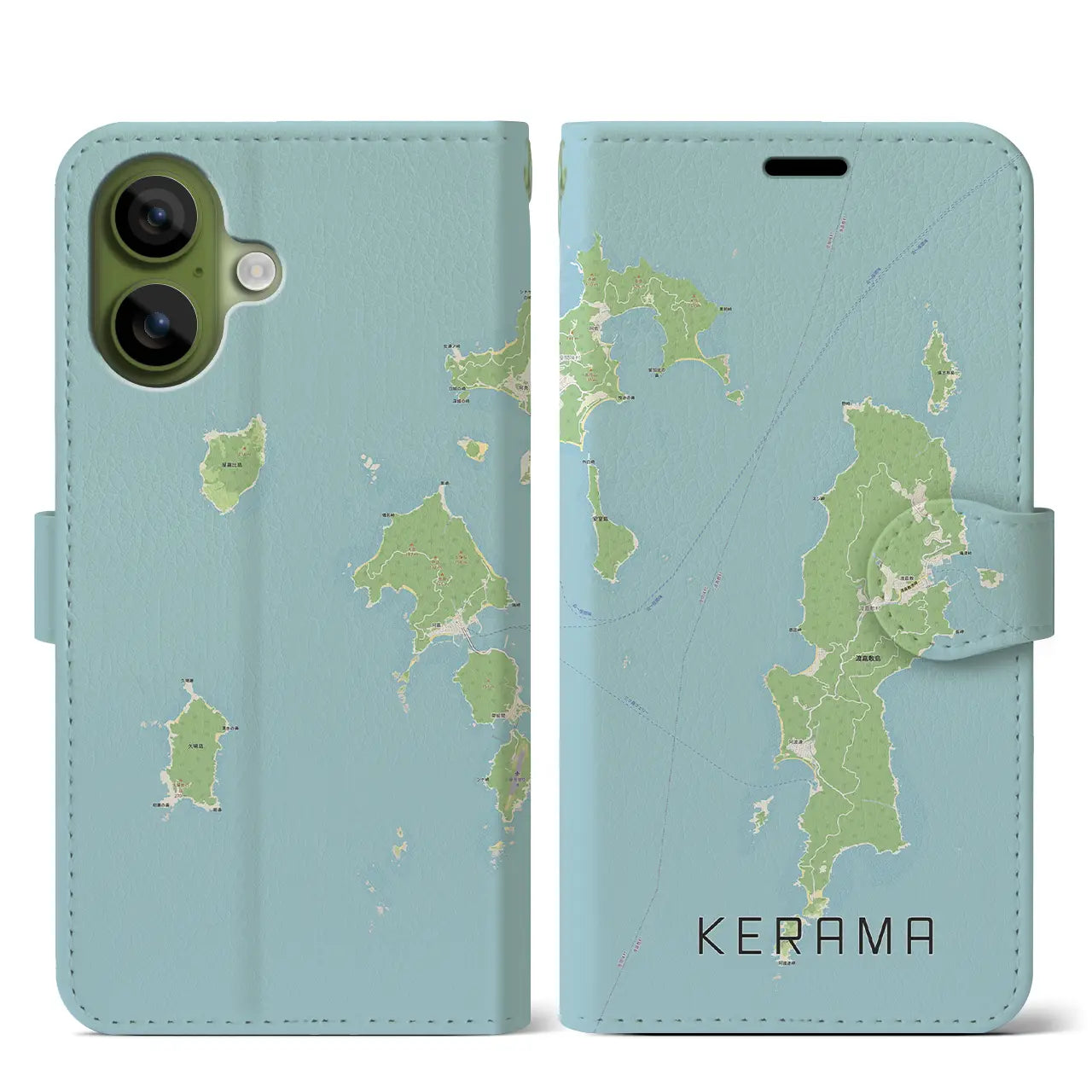 【慶良間(沖縄県)】地図柄iPhoneケース(手帳タイプ)