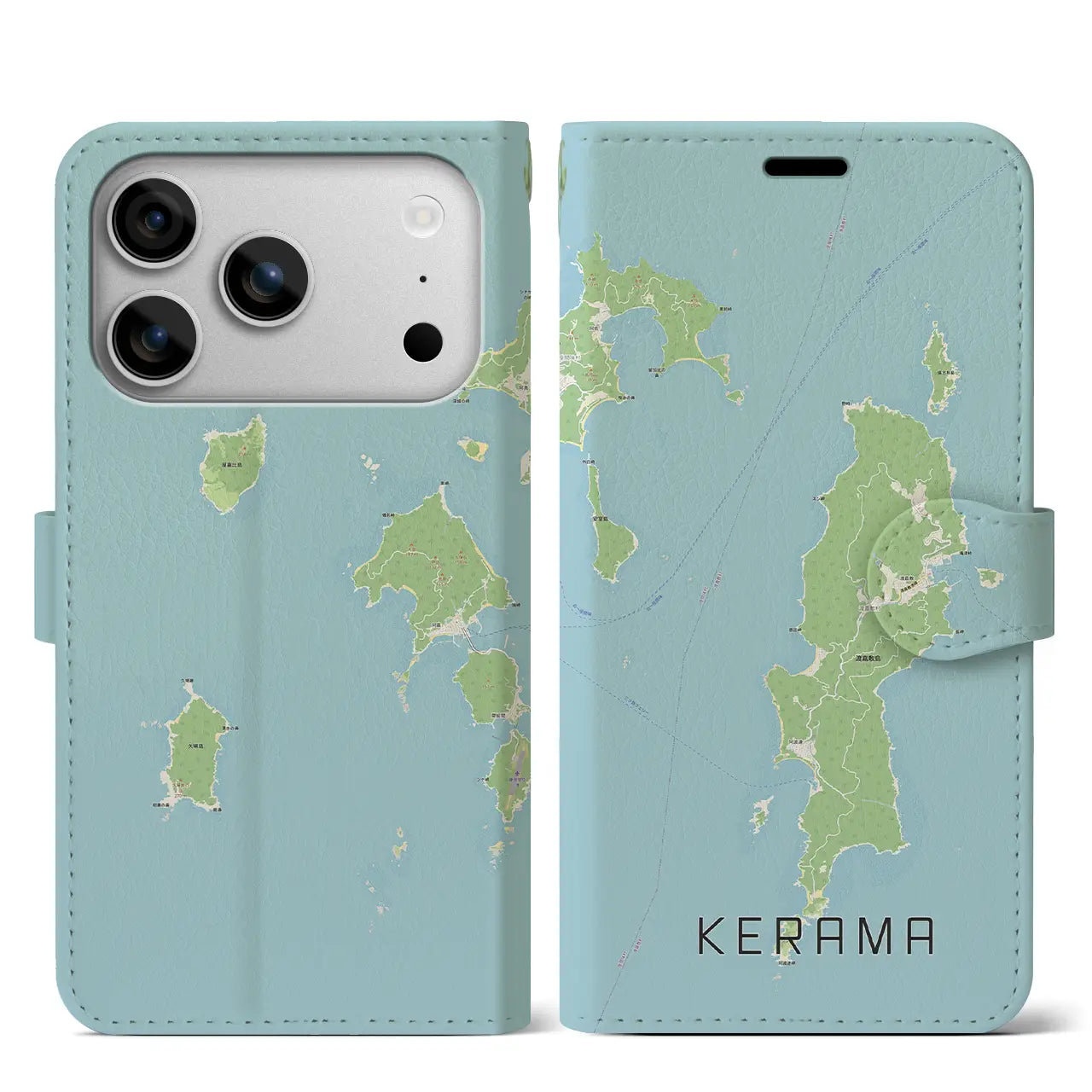 【慶良間(沖縄県)】地図柄iPhoneケース(手帳タイプ)