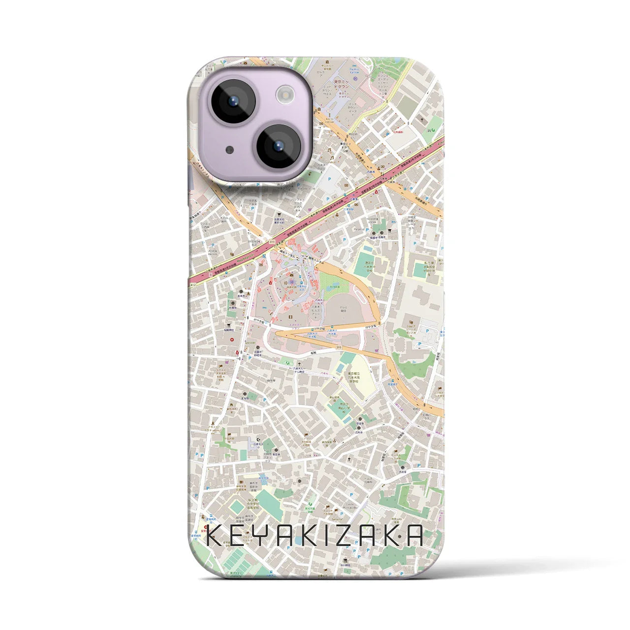 【けやき坂(東京都)】地図柄iPhoneケース(バックカバータイプ)