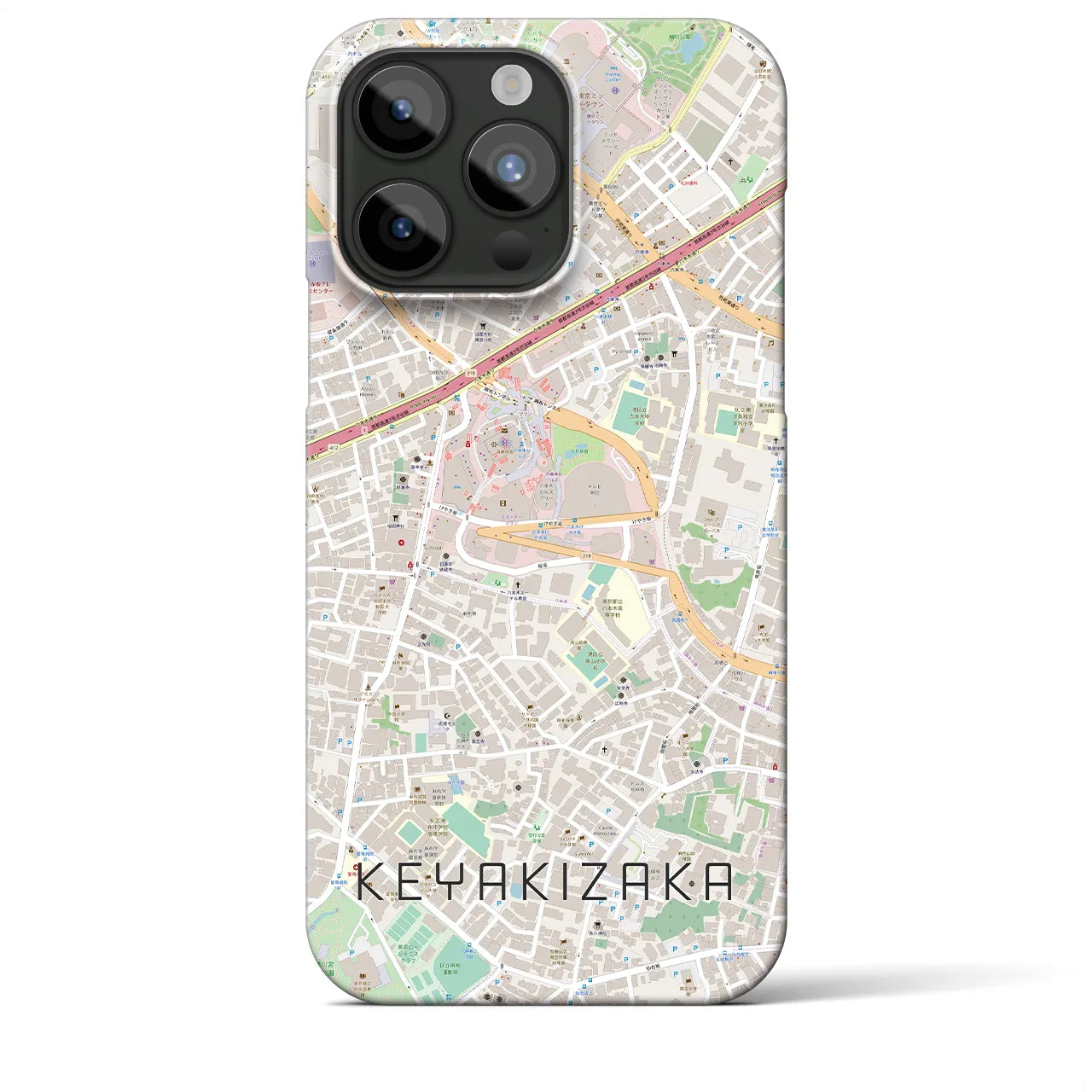 【けやき坂(東京都)】地図柄iPhoneケース(バックカバータイプ)