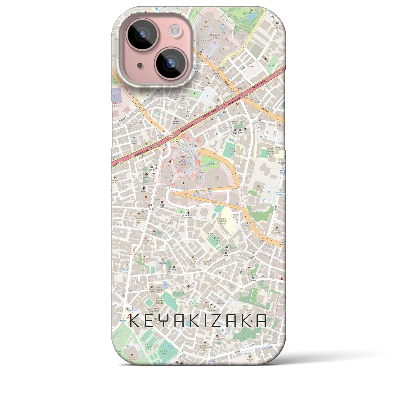 【けやき坂(東京都)】地図柄iPhoneケース(バックカバータイプ)