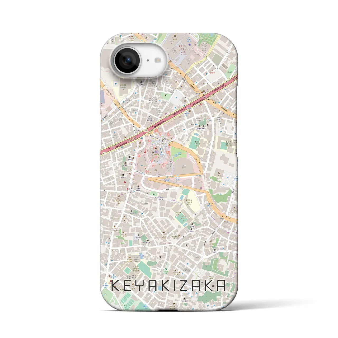 【けやき坂(東京都)】地図柄iPhoneケース(バックカバータイプ)