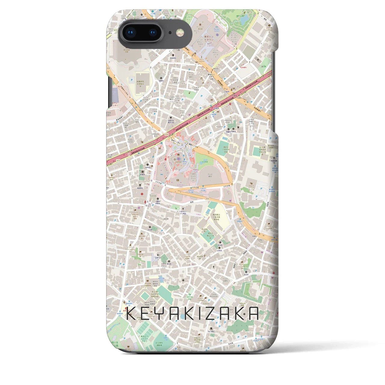 【けやき坂(東京都)】地図柄iPhoneケース(バックカバータイプ)