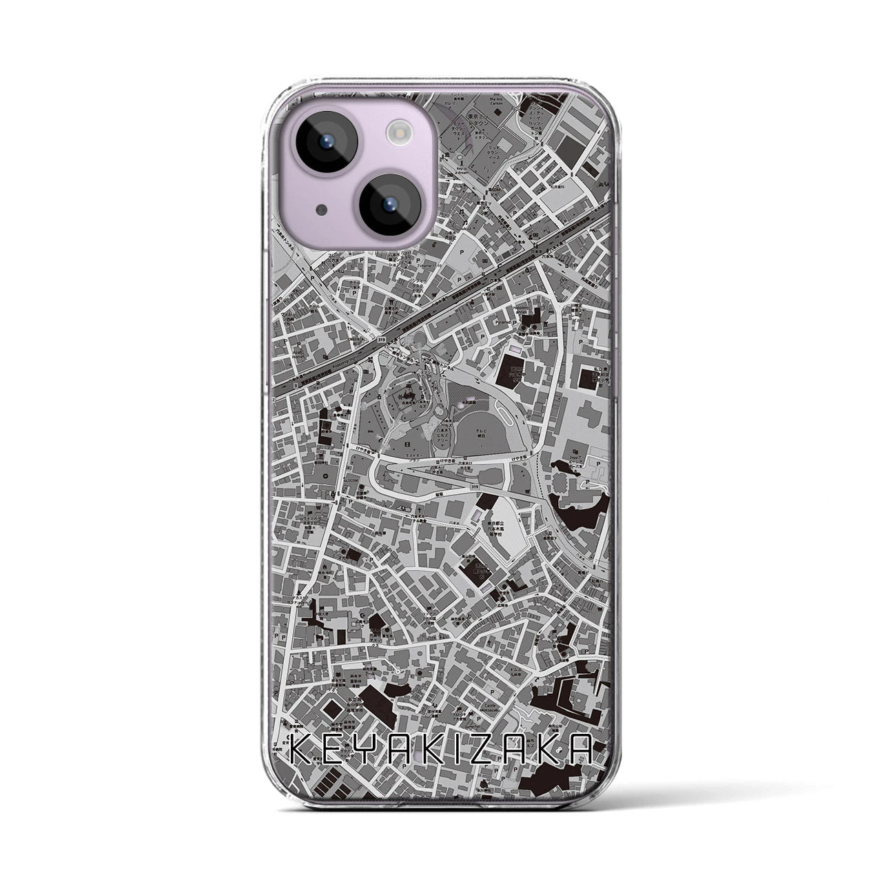 【けやき坂(東京都)】地図柄iPhoneケース(クリアタイプ)