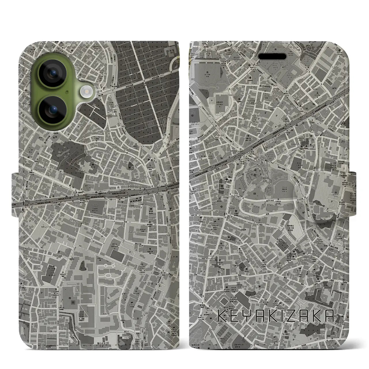 【けやき坂(東京都)】地図柄iPhoneケース(手帳タイプ)