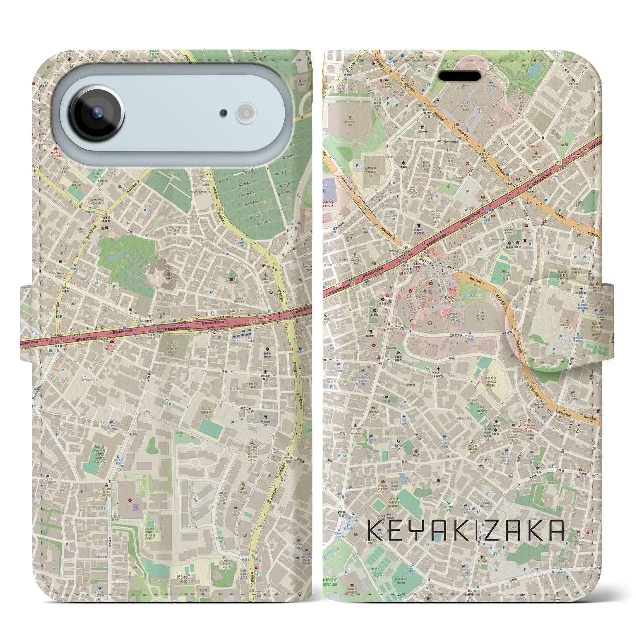 【けやき坂(東京都)】地図柄iPhoneケース(手帳タイプ)