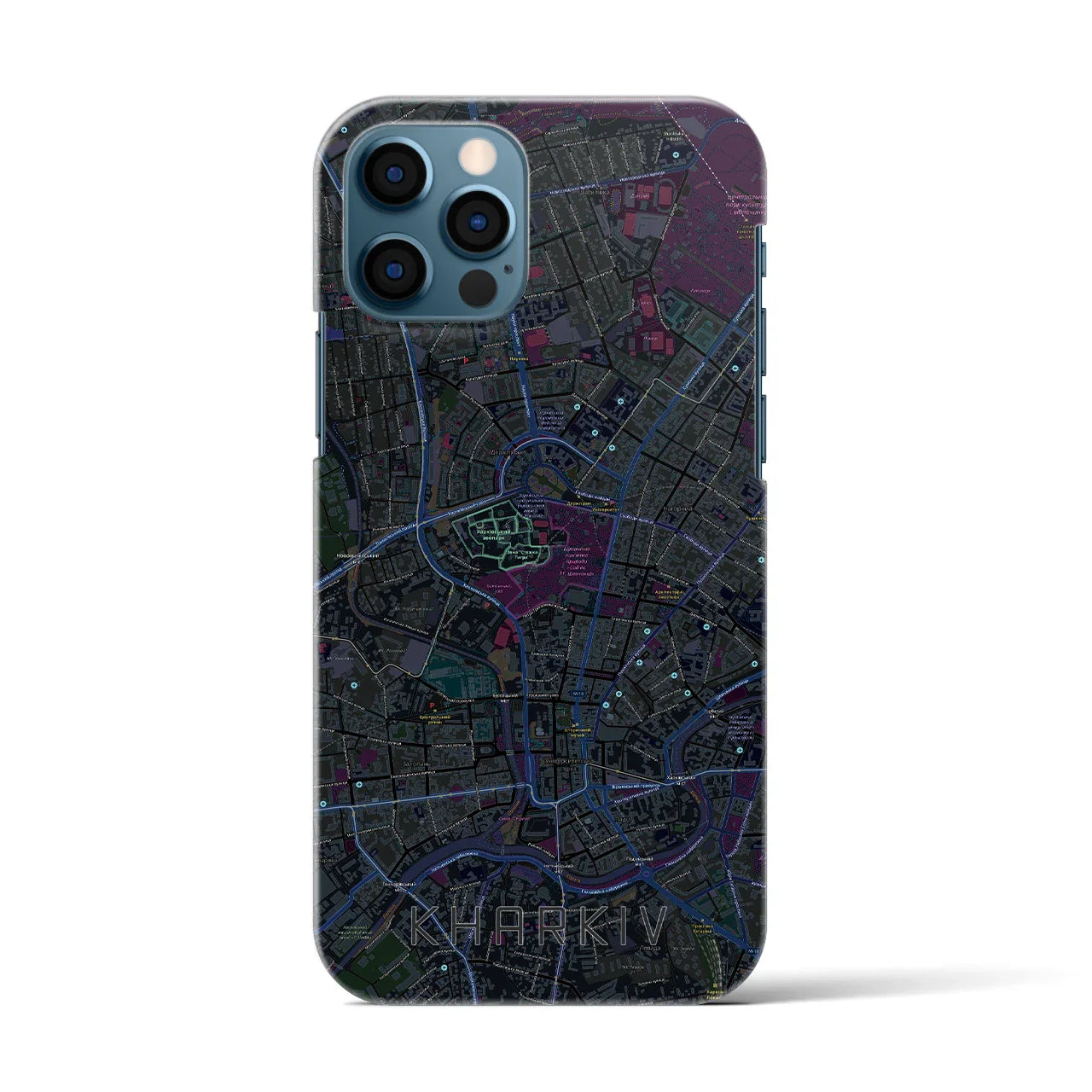 【ハルキウ(ウクライナ)】地図柄iPhoneケース(バックカバータイプ)