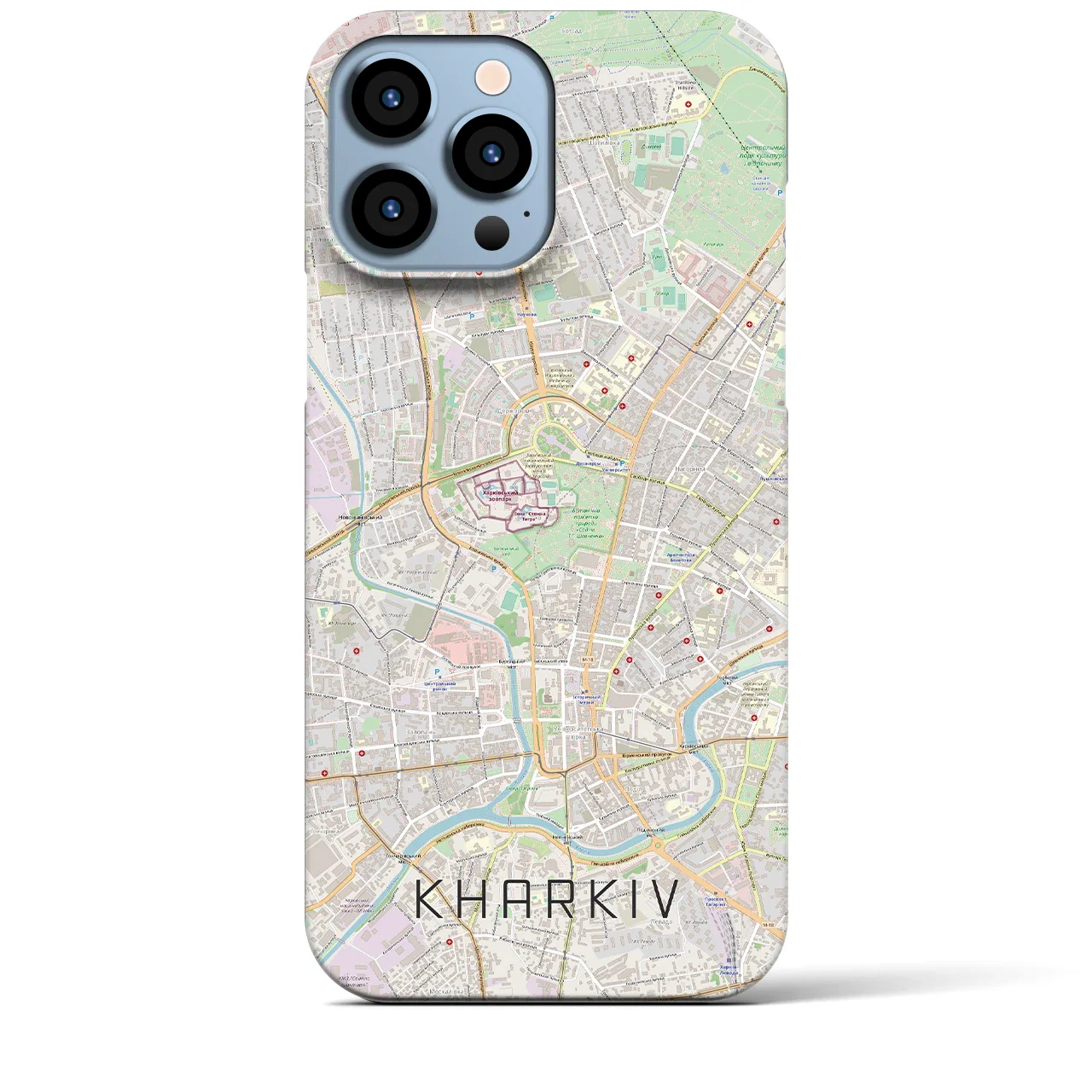【ハルキウ(ウクライナ)】地図柄iPhoneケース(バックカバータイプ)