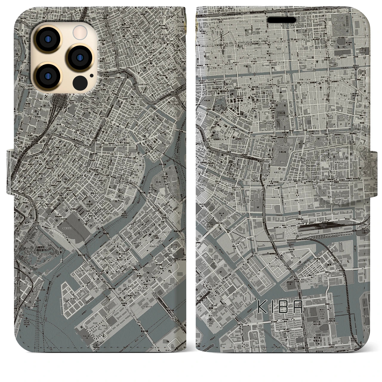 【木場(東京都)】地図柄iPhoneケース(手帳タイプ)