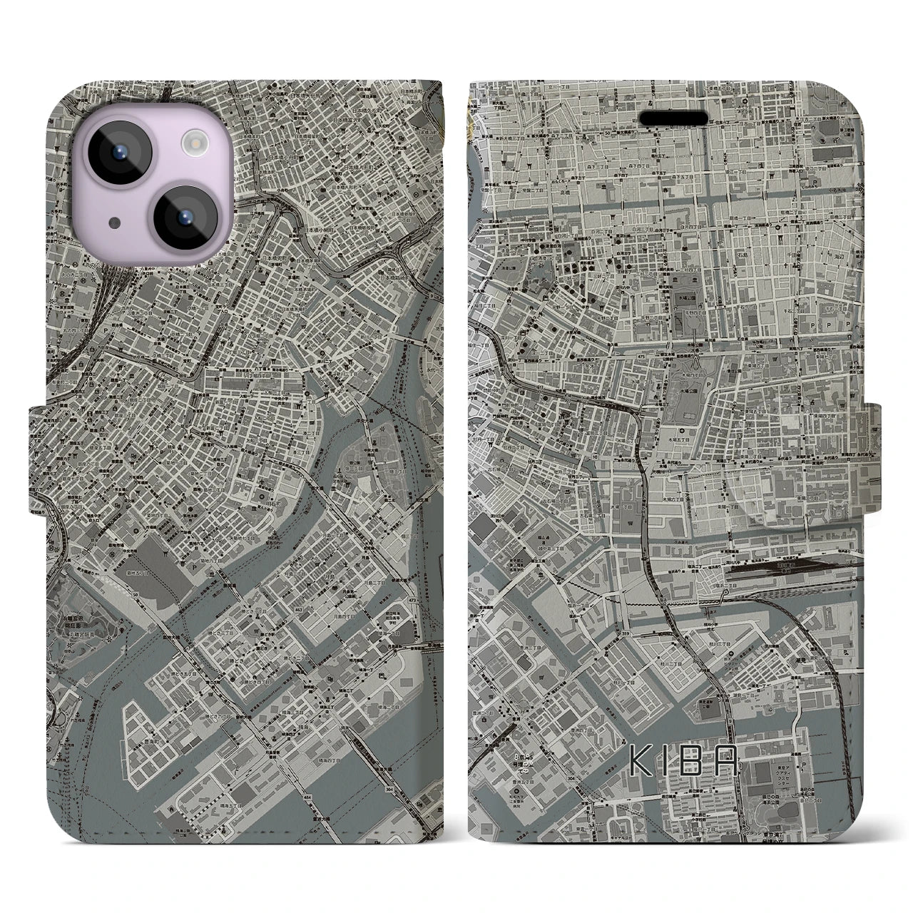 【木場(東京都)】地図柄iPhoneケース(手帳タイプ)
