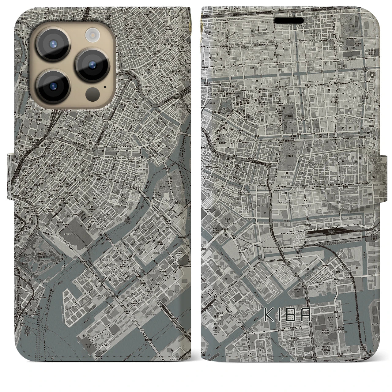 【木場(東京都)】地図柄iPhoneケース(手帳タイプ)