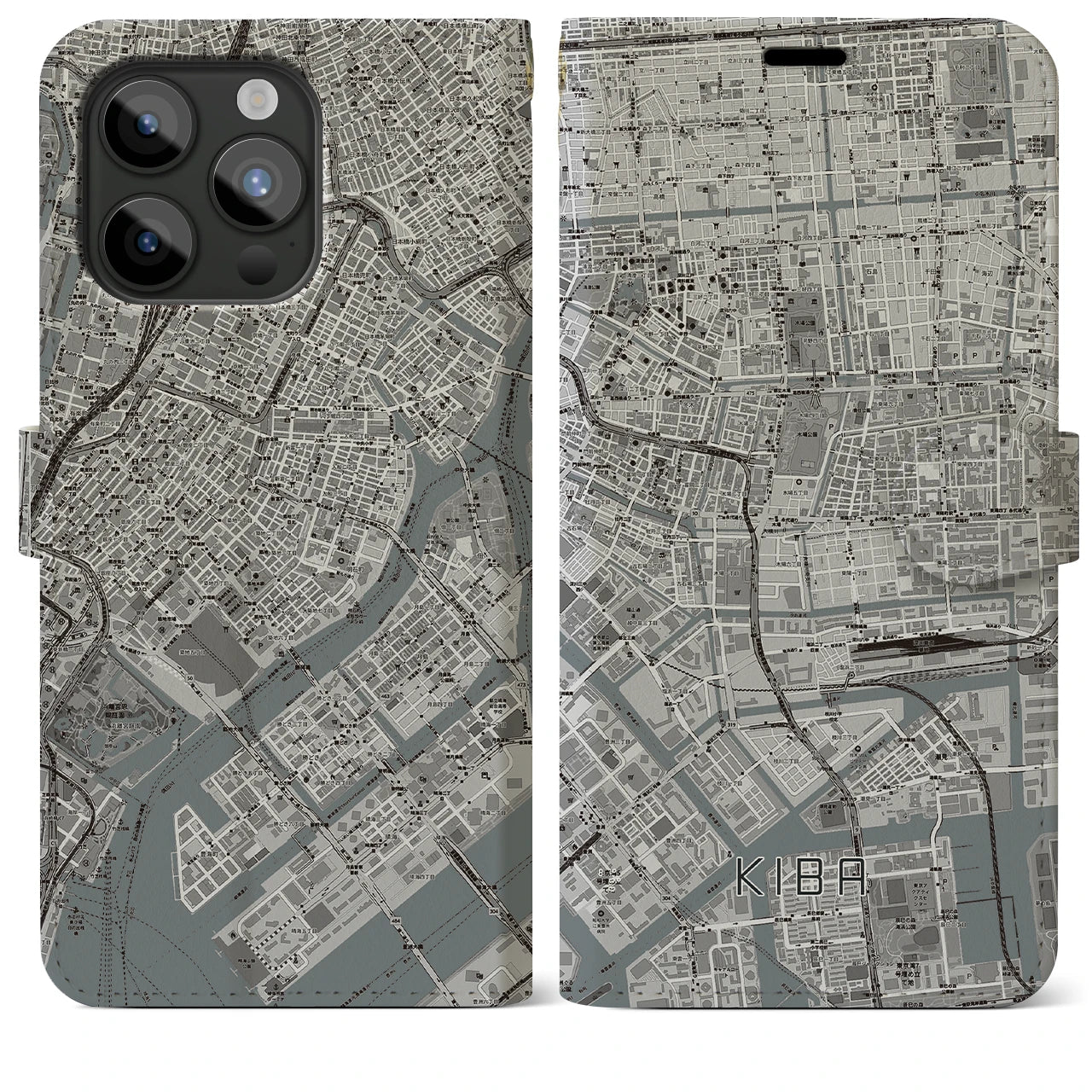 【木場(東京都)】地図柄iPhoneケース(手帳タイプ)