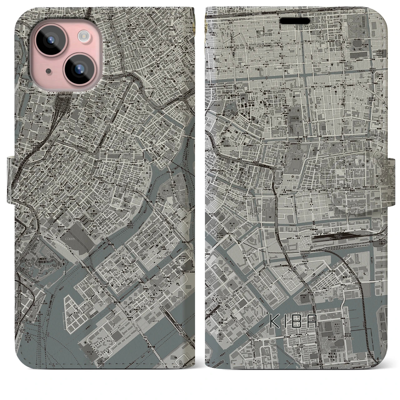 【木場(東京都)】地図柄iPhoneケース(手帳タイプ)