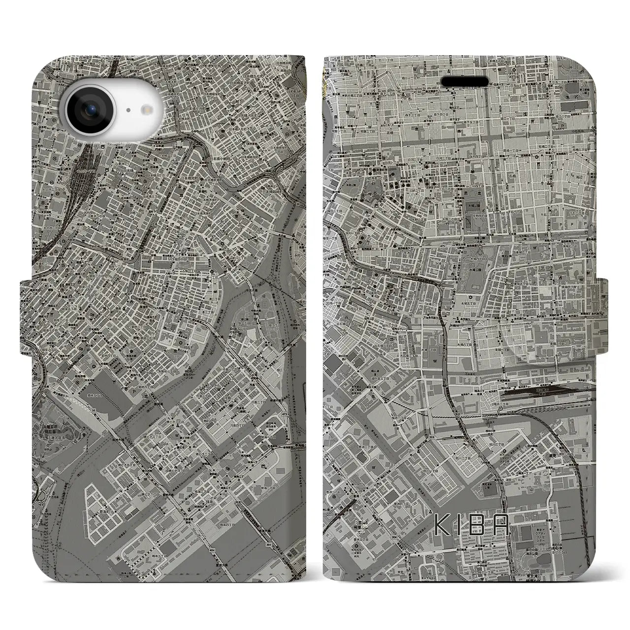 【木場(東京都)】地図柄iPhoneケース(手帳タイプ)