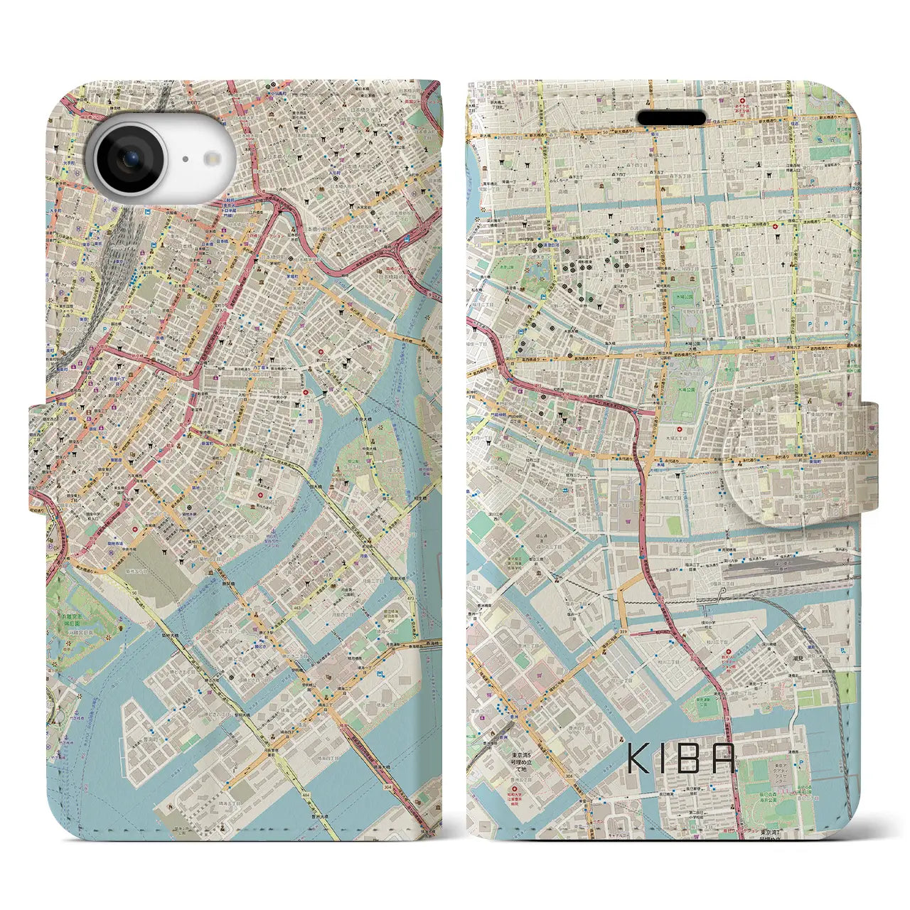 【木場(東京都)】地図柄iPhoneケース(手帳タイプ)