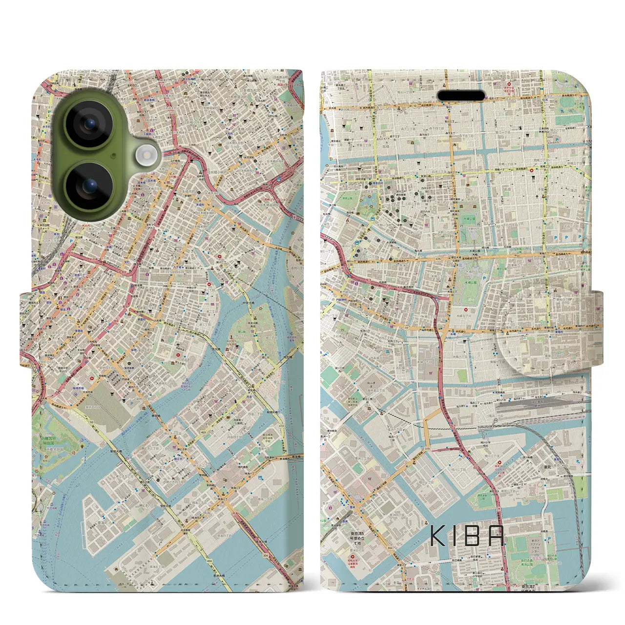 【木場(東京都)】地図柄iPhoneケース(手帳タイプ)モノトーン・iPhone 17 Pro Max 用