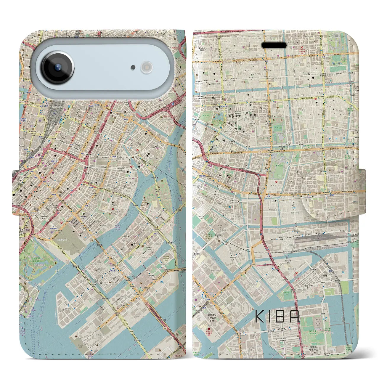 【木場(東京都)】地図柄iPhoneケース(手帳タイプ)