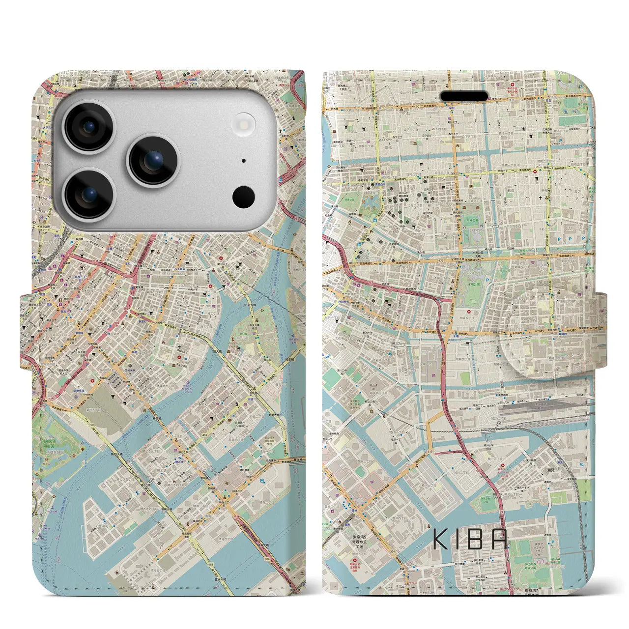 【木場(東京都)】地図柄iPhoneケース(手帳タイプ)