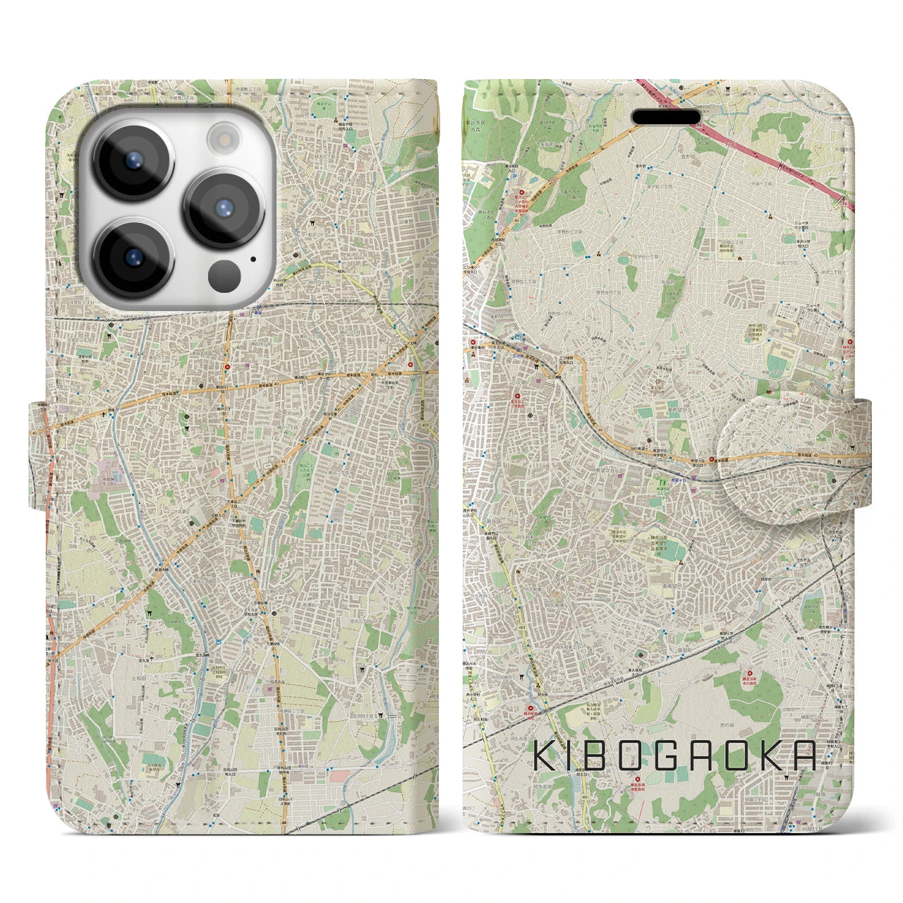 【希望ヶ丘(神奈川県)】地図柄iPhoneケース(手帳タイプ)