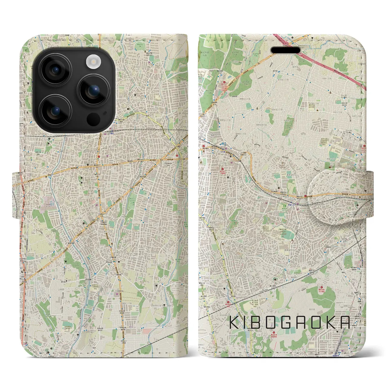 【希望ヶ丘(神奈川県)】地図柄iPhoneケース(手帳タイプ)