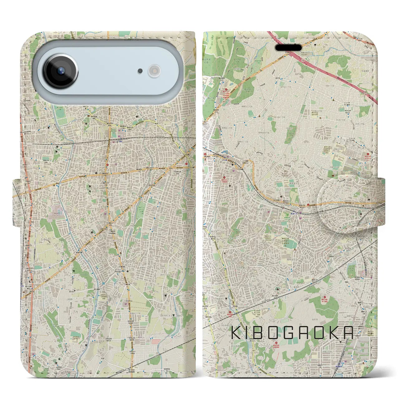 【希望ヶ丘(神奈川県)】地図柄iPhoneケース(手帳タイプ)ナチュラル・iPhone 17 Pro Max 用