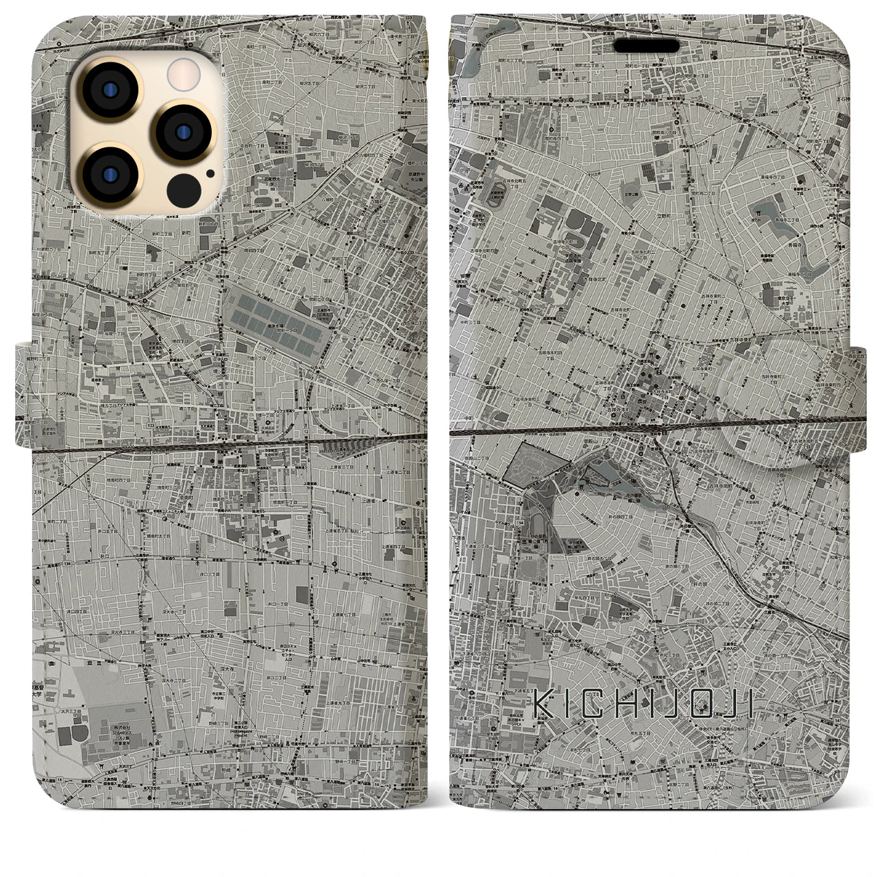 【吉祥寺2(東京都)】地図柄iPhoneケース(手帳タイプ)