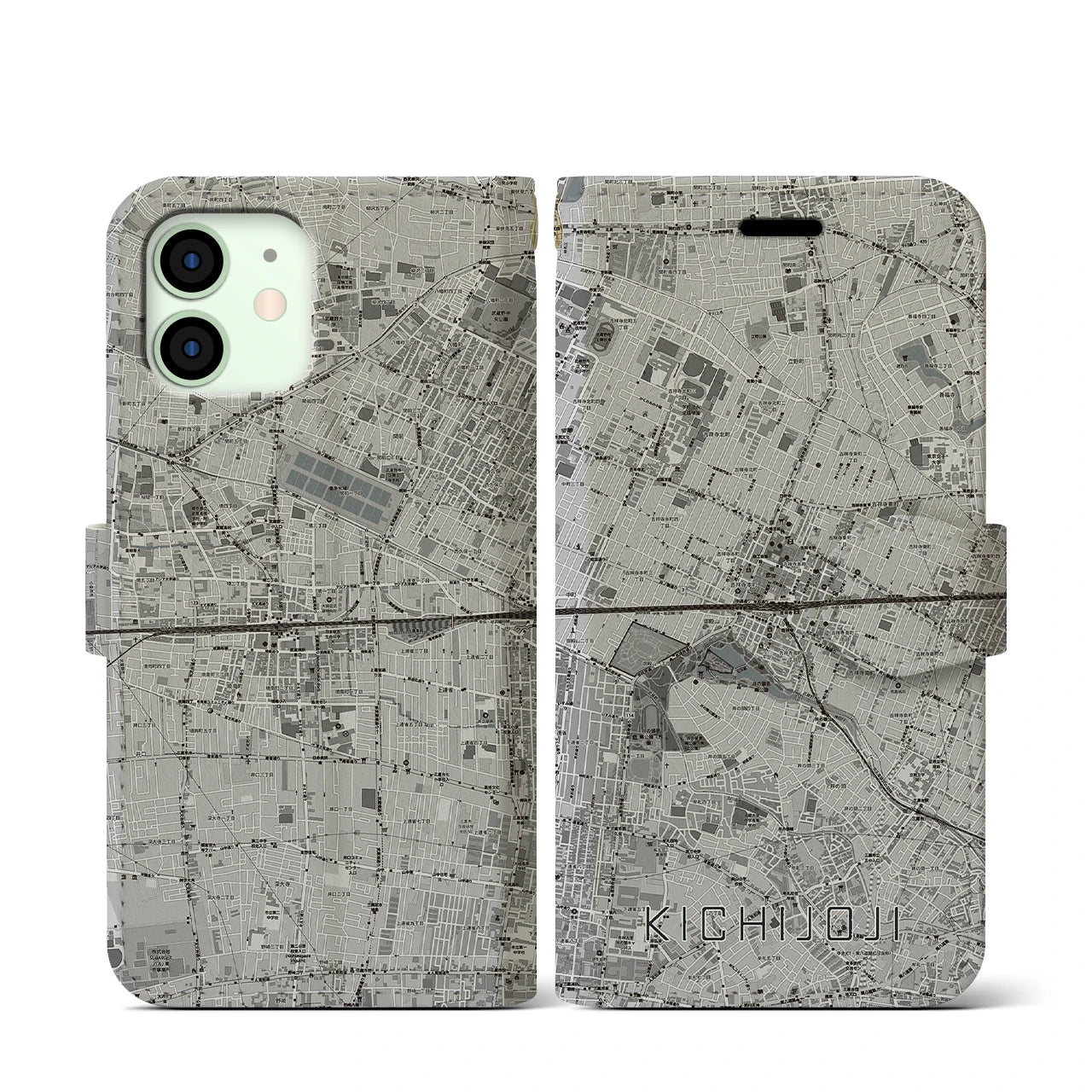 【吉祥寺2(東京都)】地図柄iPhoneケース(手帳タイプ)