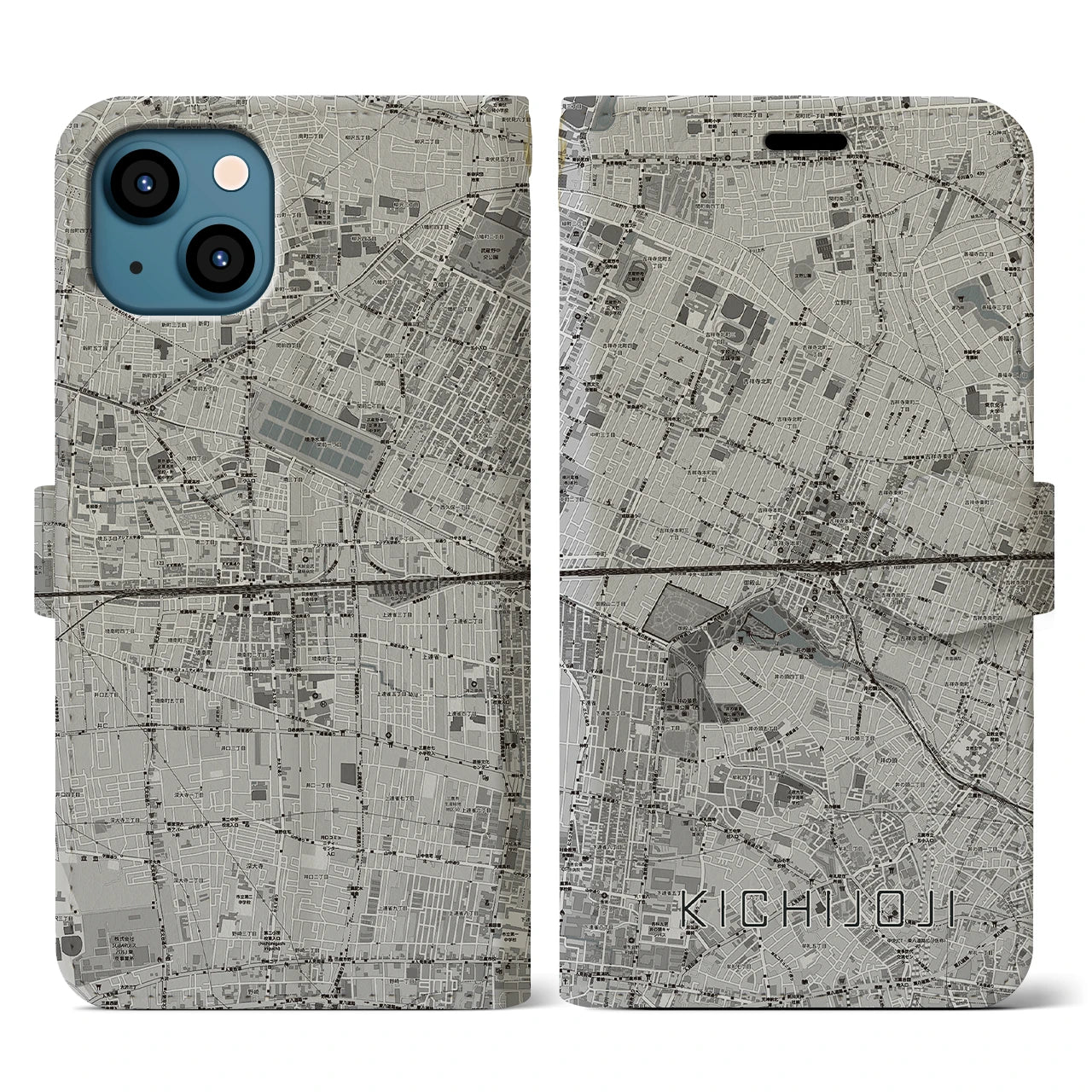 【吉祥寺2(東京都)】地図柄iPhoneケース(手帳タイプ)