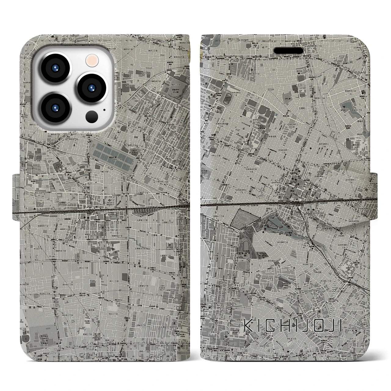 【吉祥寺2(東京都)】地図柄iPhoneケース(手帳タイプ)