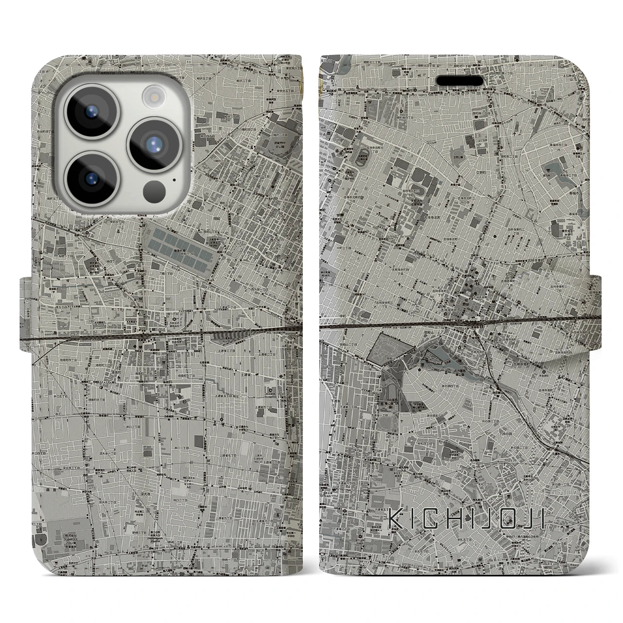 【吉祥寺2(東京都)】地図柄iPhoneケース(手帳タイプ)