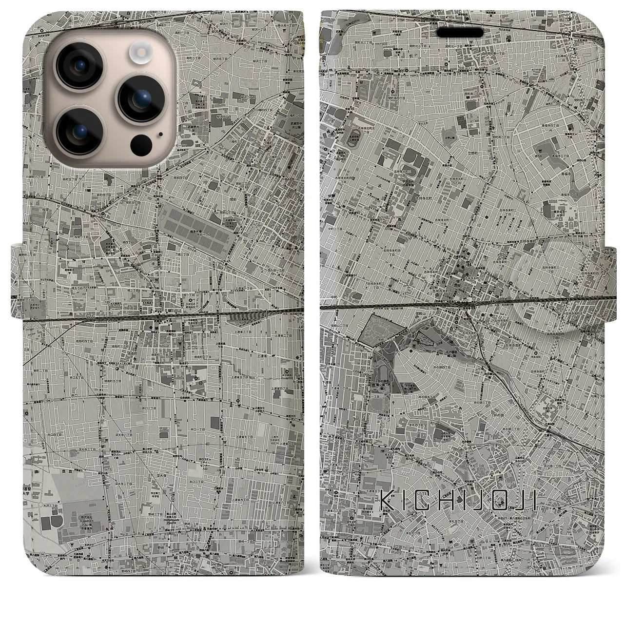 【吉祥寺2(東京都)】地図柄iPhoneケース(手帳タイプ)