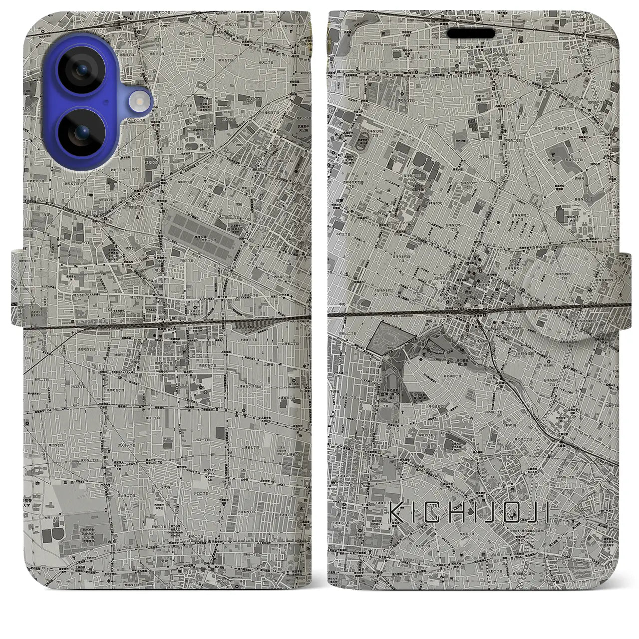 【吉祥寺2(東京都)】地図柄iPhoneケース(手帳タイプ)