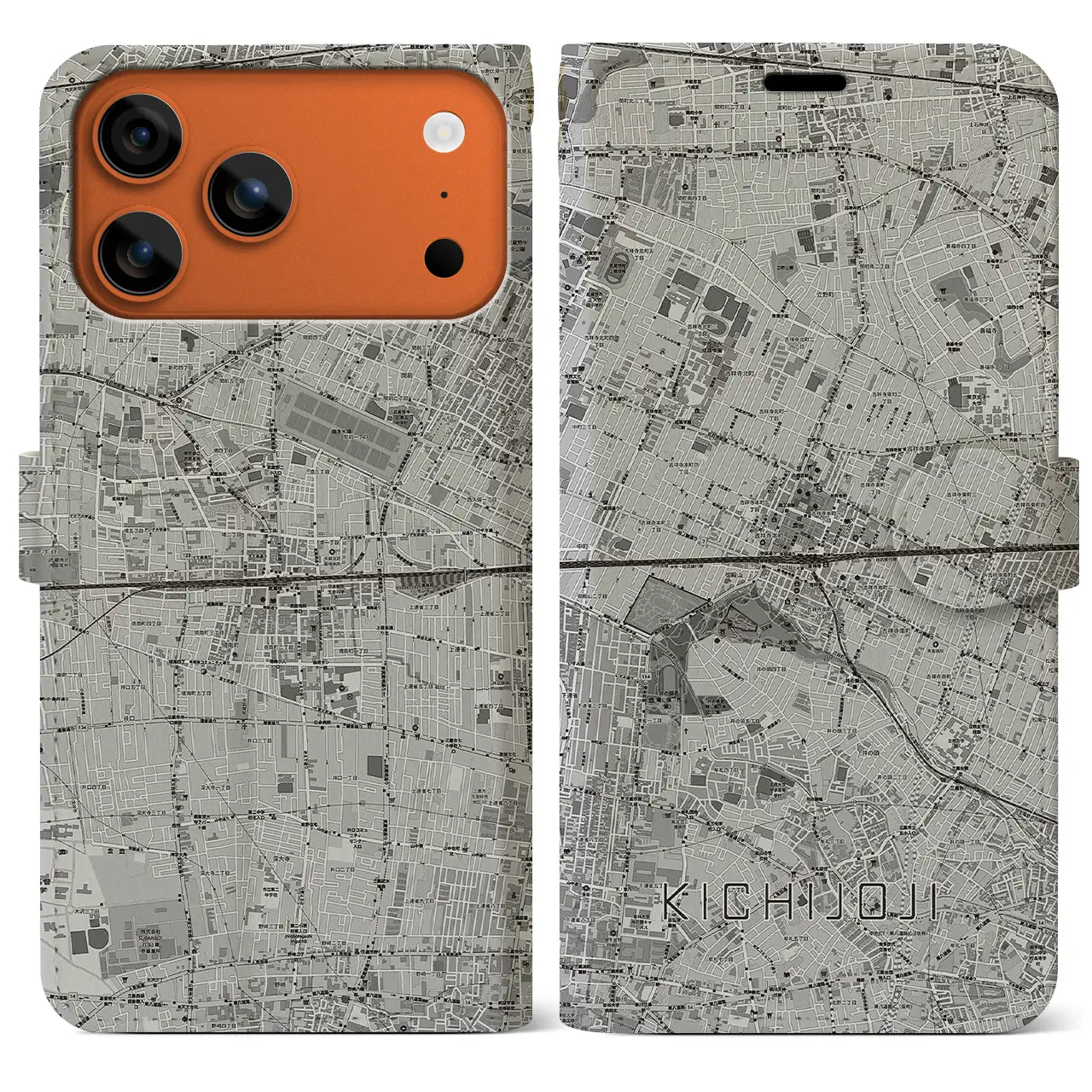 【吉祥寺2(東京都)】地図柄iPhoneケース(手帳タイプ)